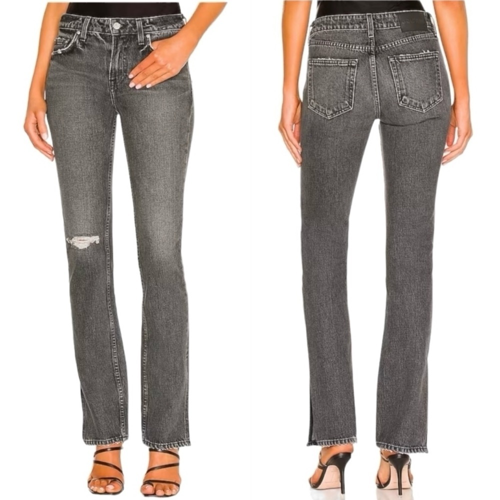 GRLFRND Hailey Low Rise Slim Boot With Slit‎ Empire State Black Jean